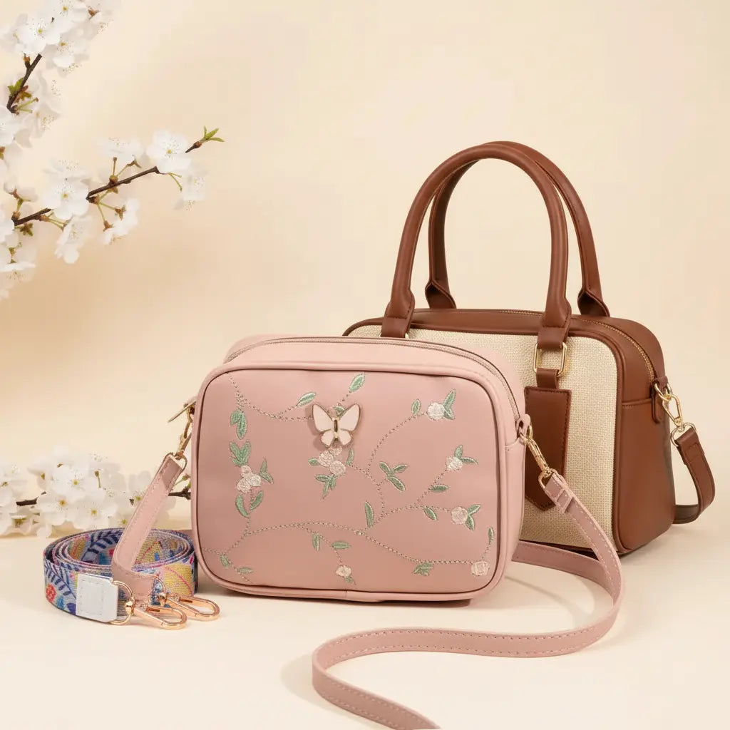 Get Everyday Bag Combo – Crossbody + Top Handle + Floral Strap