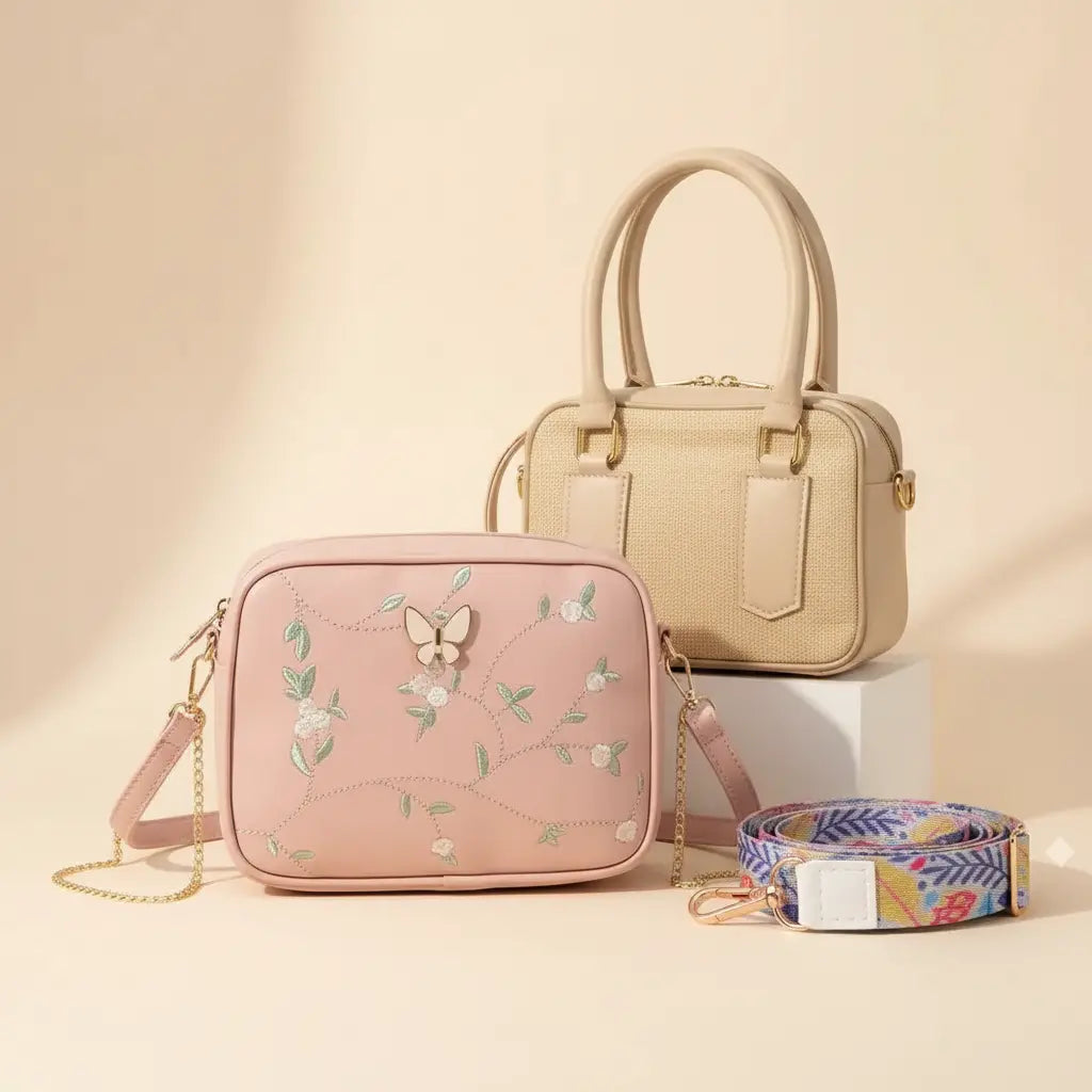 Get Everyday Bag Combo – Crossbody + Top Handle + Floral Strap
