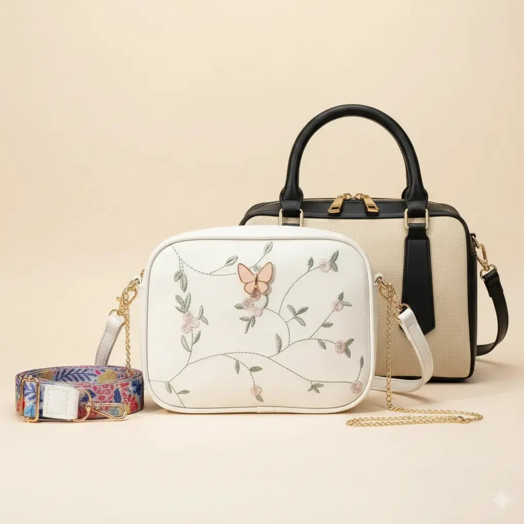 Get Everyday Bag Combo – Crossbody + Top Handle + Floral Strap