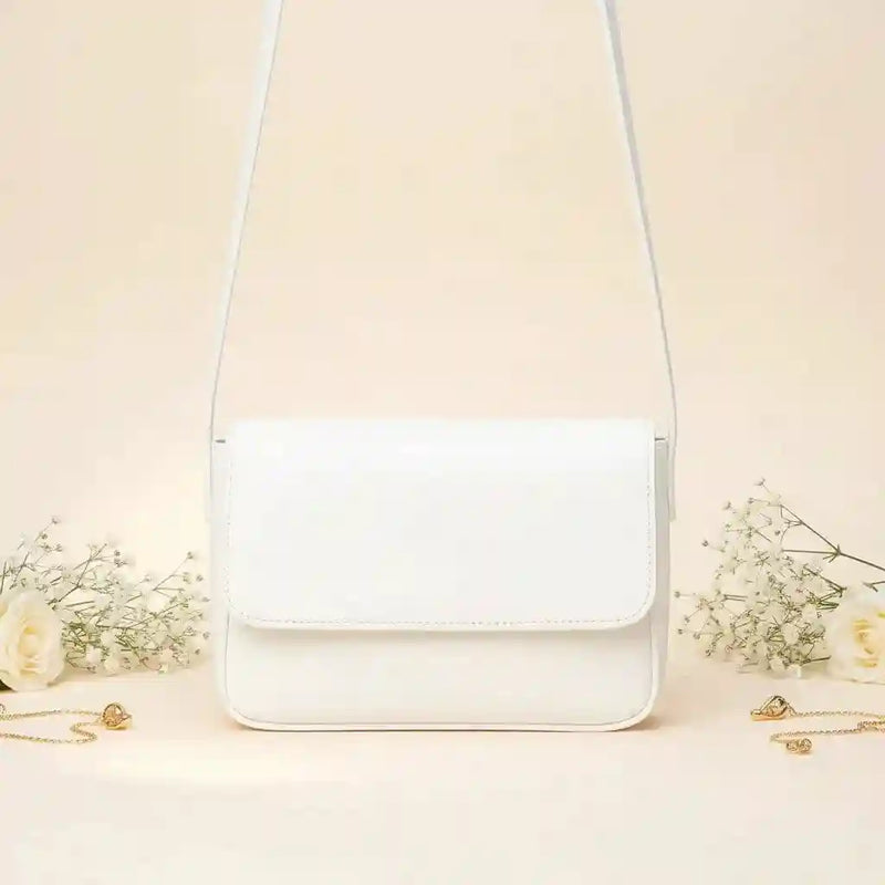 Magnetic Button Strap Women’s Crossbody Bag Stylish White