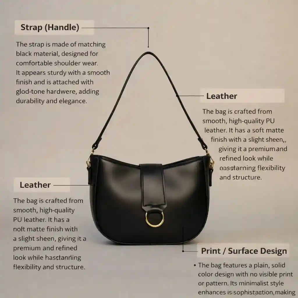 Mono Luxe Black PU Leather Handbag for Women In Pakistan