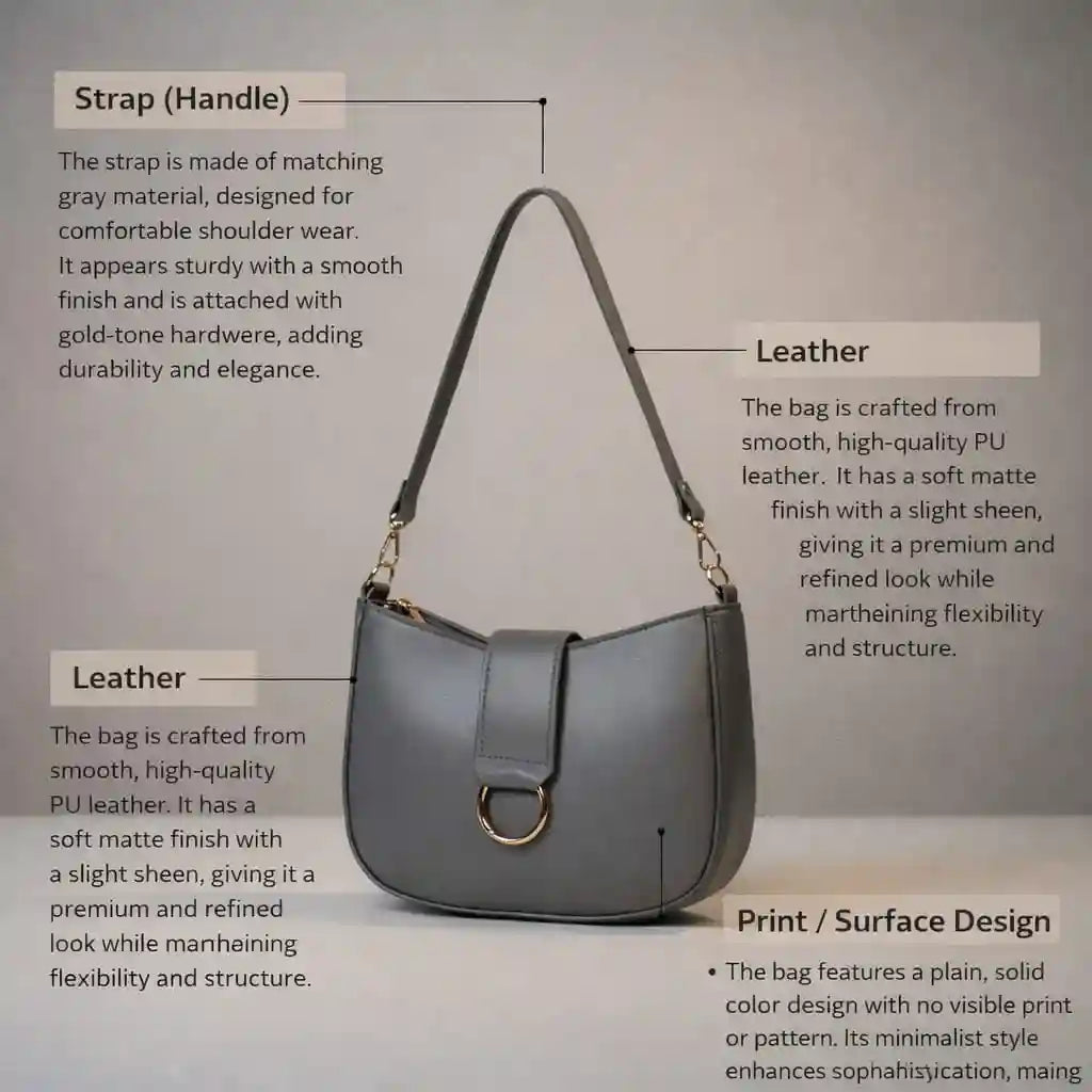 Mono Luxe Grey PU Leather Handbag for Women In Pakistan