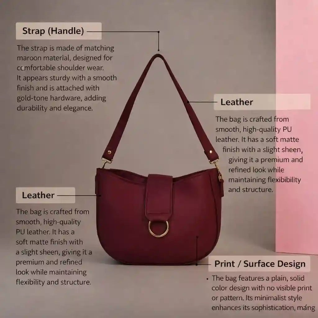 Mono Luxe Maroon PU Leather Handbag for Women In Pakistan