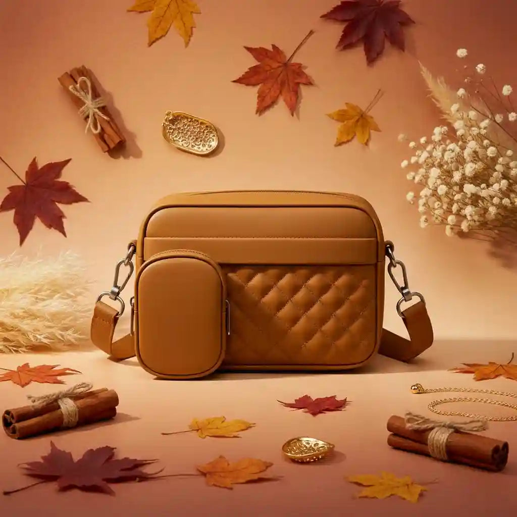 Quilted Brown Crossbody Bag with Coin Pocket for Women