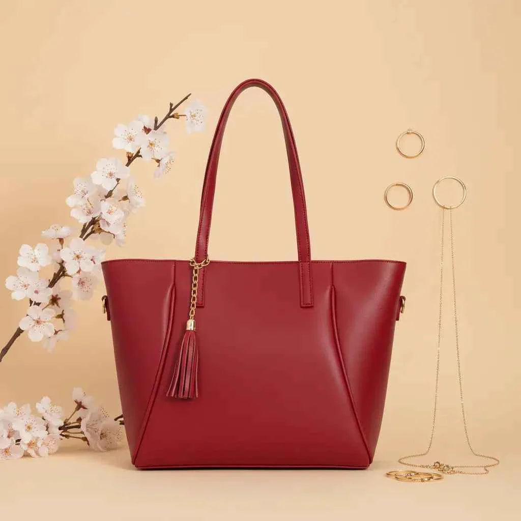 Zarya Maroon Tote Bag for Women-Premium Stylish Shoulder Handbag | IK Royal Gallery