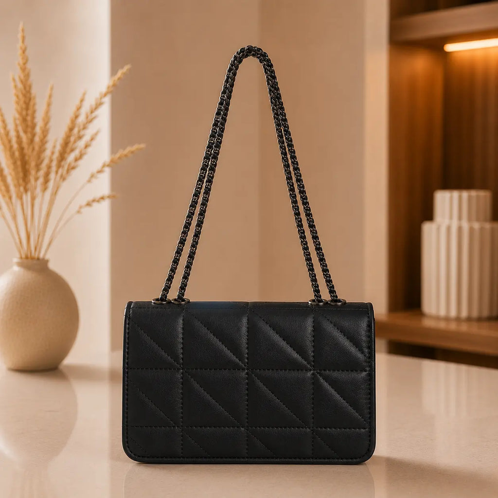 Quilted Black Crossbody Bag for Women Stylish Ladies Handbag in Pakistan | Trendy & Elegant Design