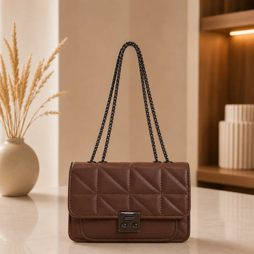 Quilted Brown Crossbody Bag for Women Stylish Ladies Handbag in Pakistan | Trendy & Elegant Design