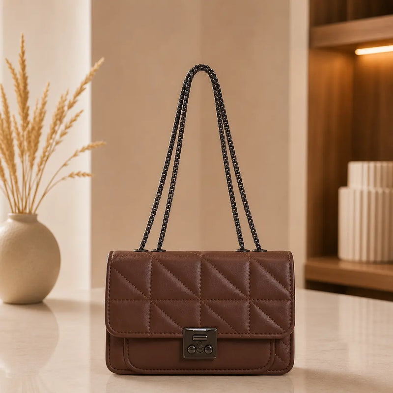 Quilted Brown Crossbody Bag for Women Stylish Ladies Handbag in Pakistan | Trendy & Elegant Design