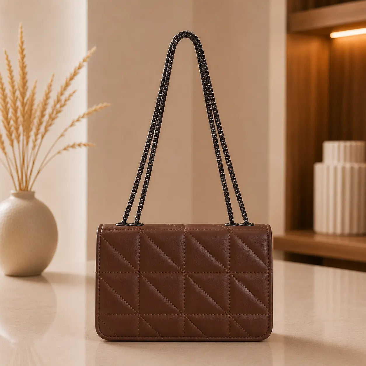 Quilted Brown Crossbody Bag for Women Stylish Ladies Handbag in Pakistan | Trendy & Elegant Design