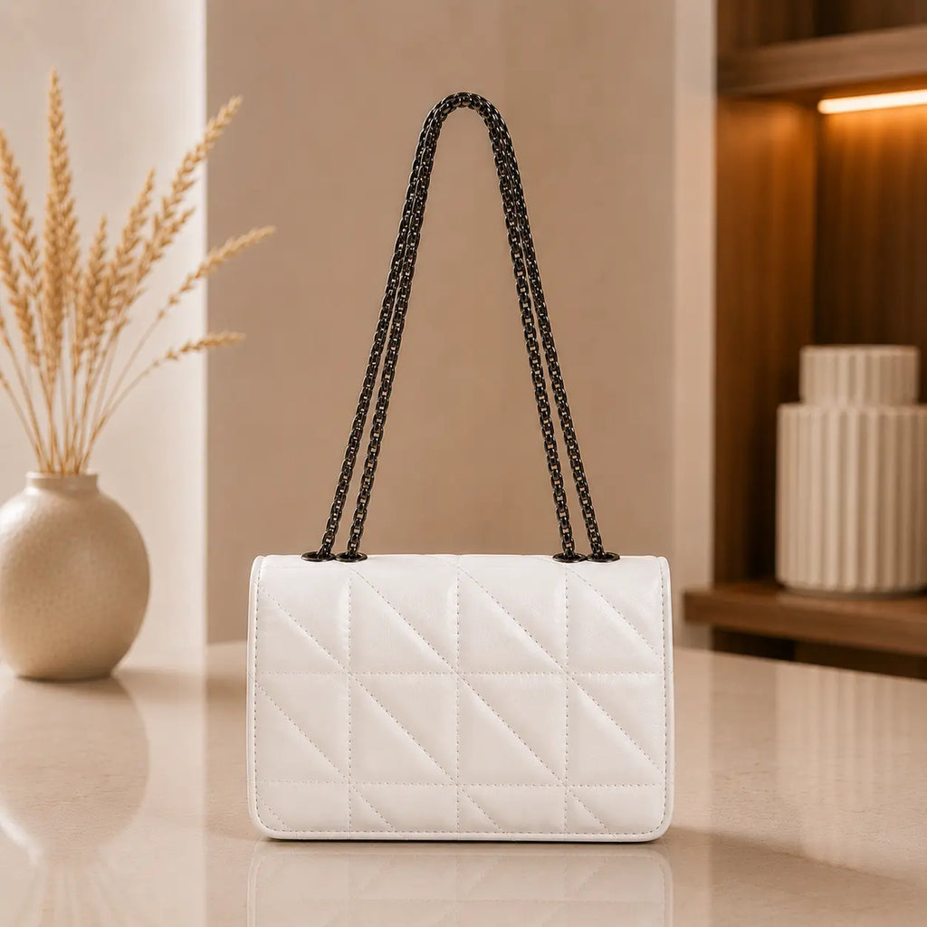 Quilted White Crossbody Bag for Women Stylish Ladies Handbag in Pakistan | Trendy & Elegant Design