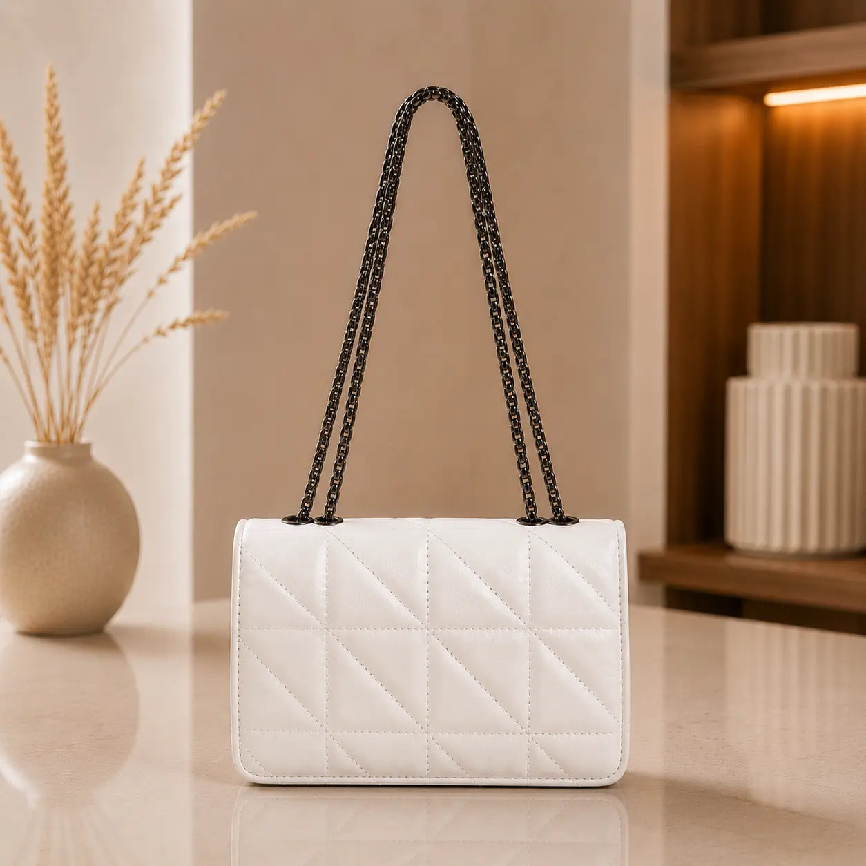 Quilted White Crossbody Bag for Women Stylish Ladies Handbag in Pakistan | Trendy & Elegant Design