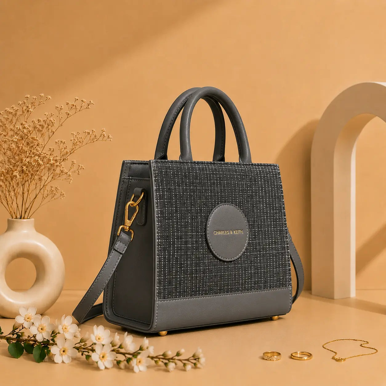 Modern Nova Charcoal Grey Handbag