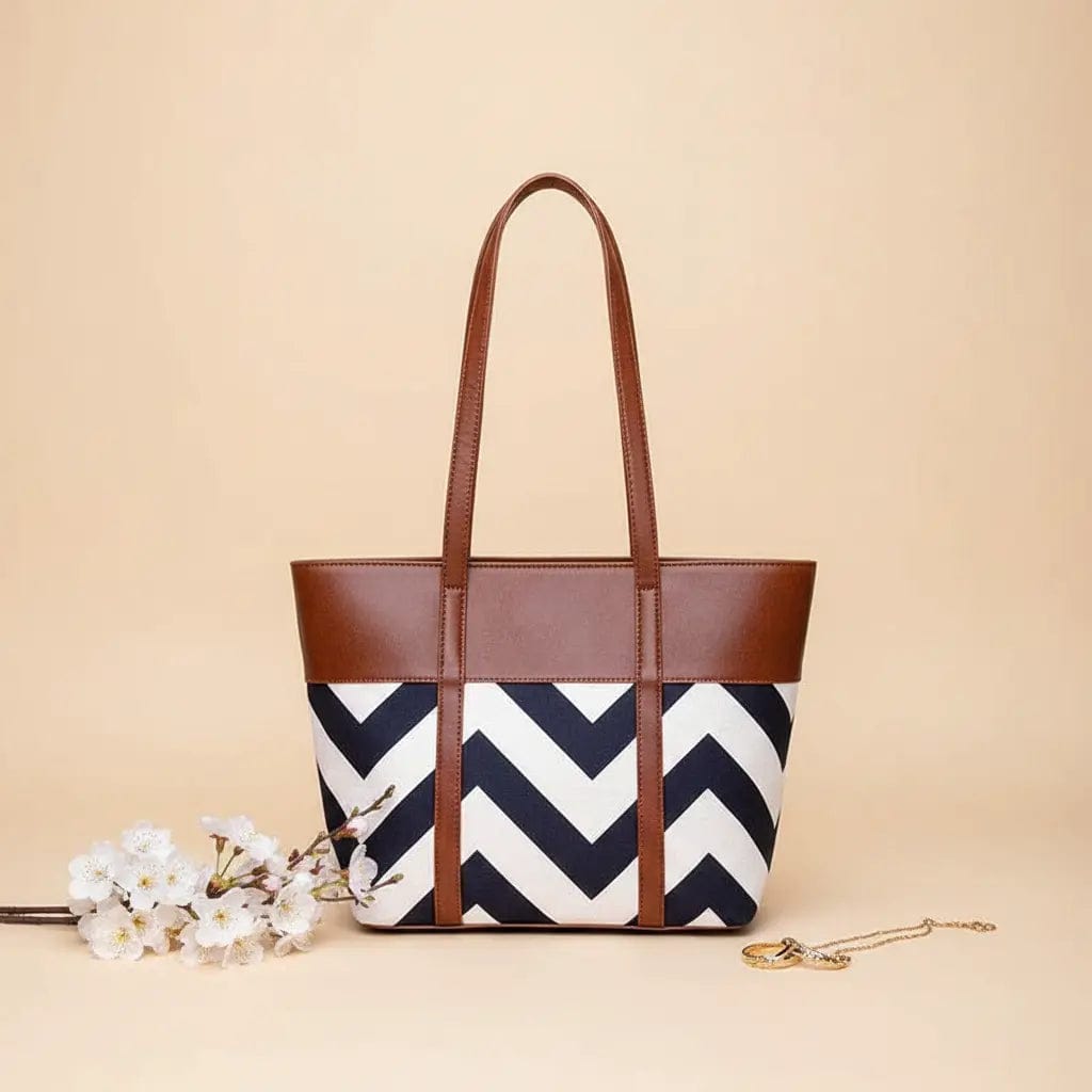 Chevron Tote Bag T-1 Brown for Women in Pakistan | IK Royal Gallery