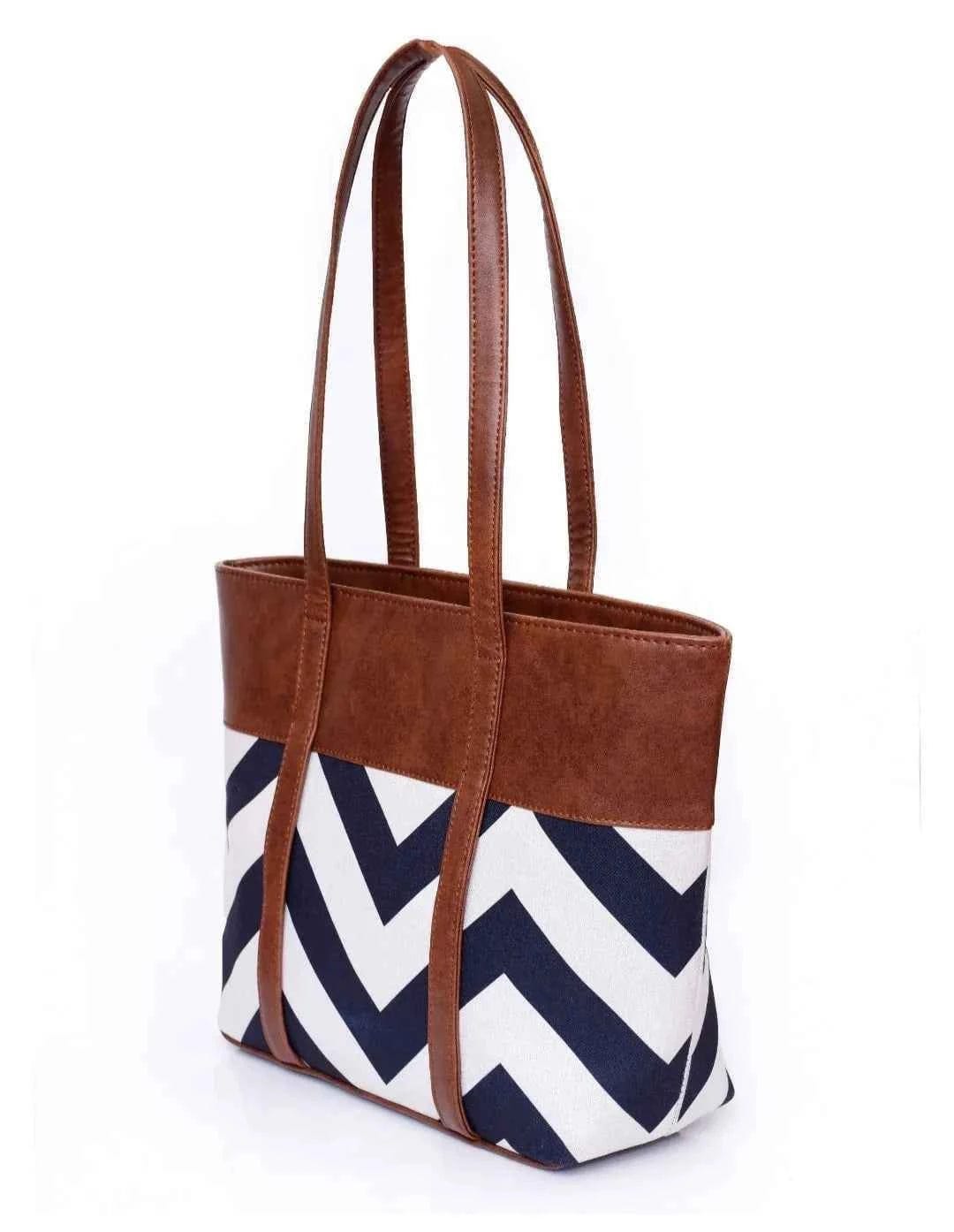 Chevron Tote Bag T-1 Brown for Women in Pakistan | IK Royal Gallery