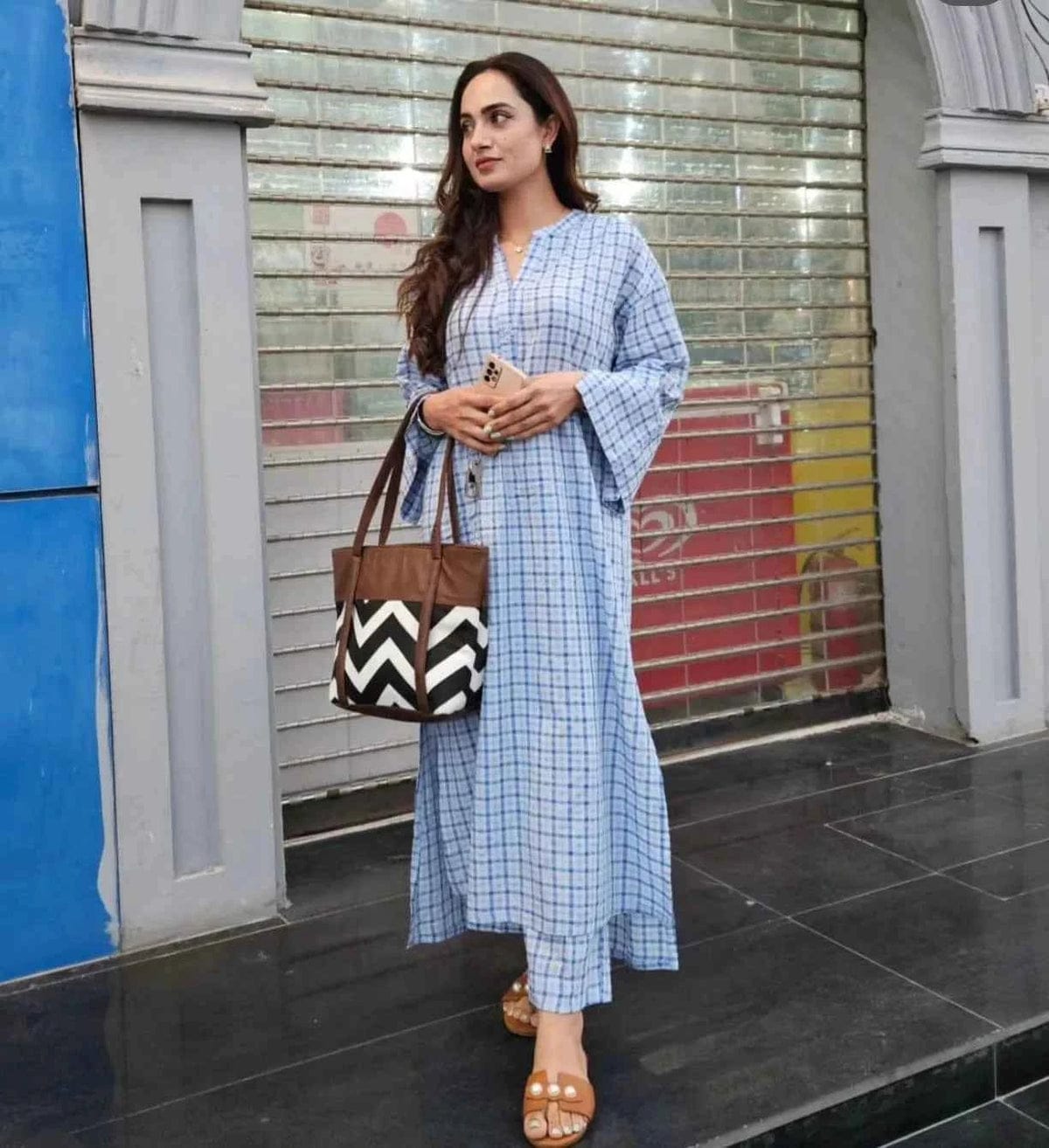 Chevron Tote Bag T-1 Brown for Women in Pakistan | IK Royal Gallery