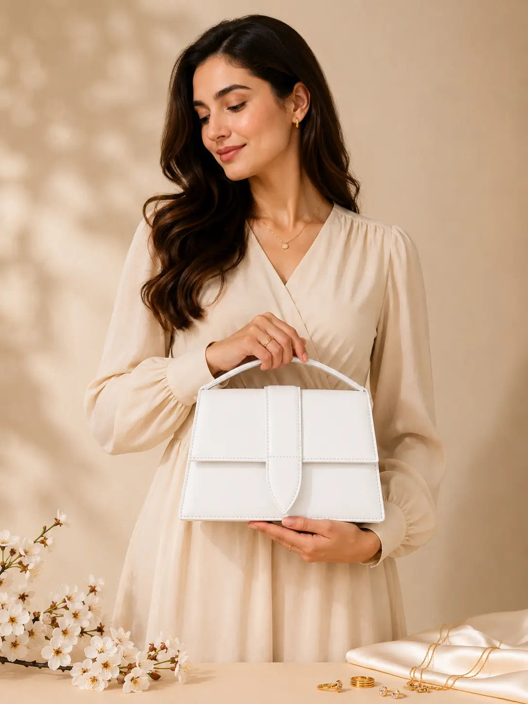 Nilofer White Handbag for Women | Elegant & Stylish Shoulder Bag